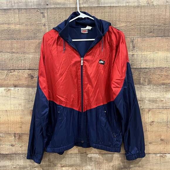 Nike Other - Vintage Nike Men’s Blue/red Thermal Lined Nylon Wind Breaker Jacket Size Large